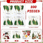 Janlaugh 200 Pcs Christmas Paper Cocktail Napkins Disposable 2 Ply Xmas Style Decoupage Beverage Napkins for Xmas Holiday Winter Dinner Table Decor (Classic Style)