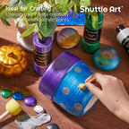 Shuttle Art 8 Colors Metallic Acrylic Paint, 250ml/8.45oz Bottles Acrylic Paint Set, Rich Metallic Shade, Bulk Painting Supplies for Artists, Beginners and Kids Painting on Rocks Crafts Canvas Wood