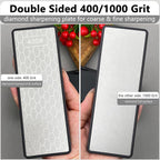 Diamond Sharpening Stone Set, Knife Sharpener Stone, Double-sided Coarse 400 / Fine 1000# | Extra Fine 3000 Grit, 2 Sizes Whetstone Tool with Non-Slip Base, Diamond Plate Honing Stone, Hone Sharpener