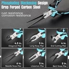 SHALL Mini Pliers Set, 6-Piece Small Pliers Tool Set Includes Needle Nose, Long Nose, Bent Nose, Diagonal, End Cutting and Linesman for Making Crafts, Electronic Repairing & Jewelry with Pouch