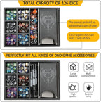 3 in 1 Dice Tray with Lid and Storage Tower, Portable Dice Box Holder for D&D RPG MTG Table Games - Gray