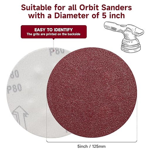 5 Inch 100 PCS Sanding Disc 320 Grit,Hook and Loop Sanding Discs for Random Orbital Sander