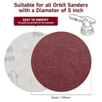 5 Inch 100 PCS Sanding Disc 220 Grit,Hook and Loop Sanding Discs for Random Orbital Sander