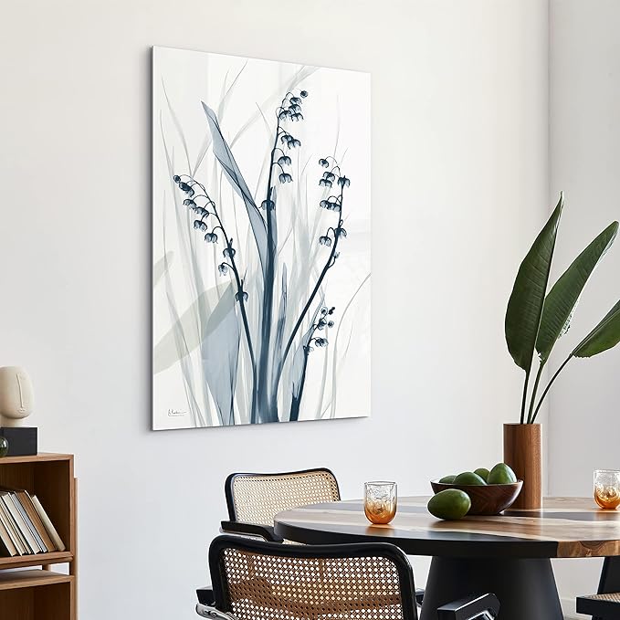 Empire Art Direct Frameless Free Floating Tempered Glass Panel Graphic Wall Art Ready to Hang, 32" x 48", Radiant Blues 2, Blue Flower
