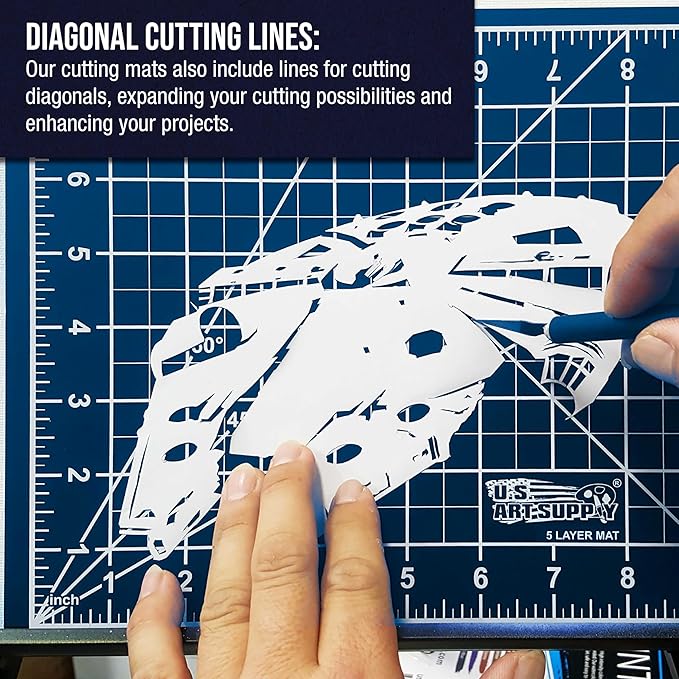 U.S. Art Supply 36" x 48" Self-Healing Cutting Mat 5-Ply - Double-Sided White/Blue Craft Mat, Non-Slip Cutting Mats for Crafts, Sewing, Quilting, Scrapbooking