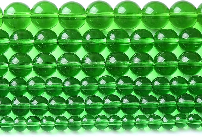 38pcs 10mm Smooth Green Crystal Glass Quartz Beads Round Loose Beads for Jewelry Making DIY Bracelet Necklace 15" Energy Healing Power Stone Beads (10mm, Green Crystal Glass)