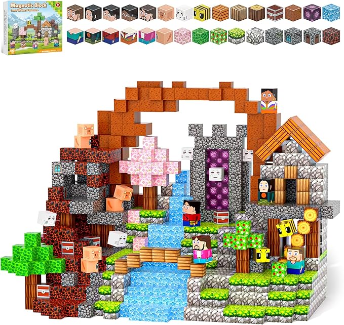 100PCS Magnetic Blocks, Magnet Tiles Toys for Kids, Magnetic Building Blocks Cubes, STEM Montessori Stacking Magnets for Kids, Birthday Gifts for Boys and Girls Age 3+ Years Old