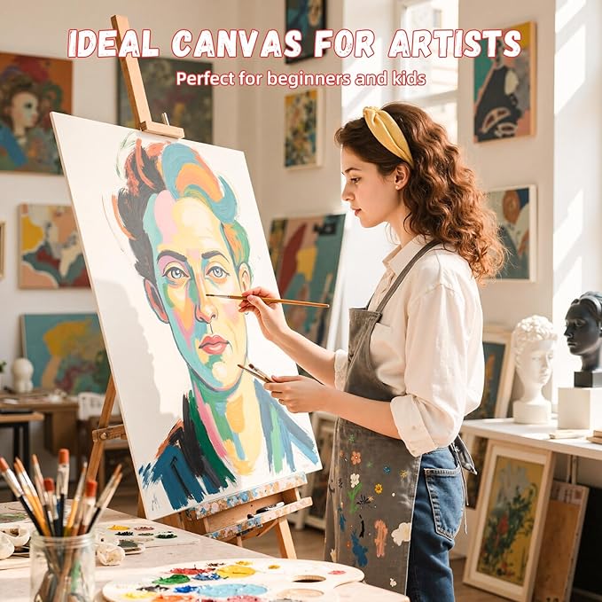 Simetufy 18 x 24 inch 5 Pack Canvas Panels Large Flat Canvas Boards for Painting - Gesso Primed Acid-Free 100% Cotton for Acrylics Oil Watercolor Tempera Paints