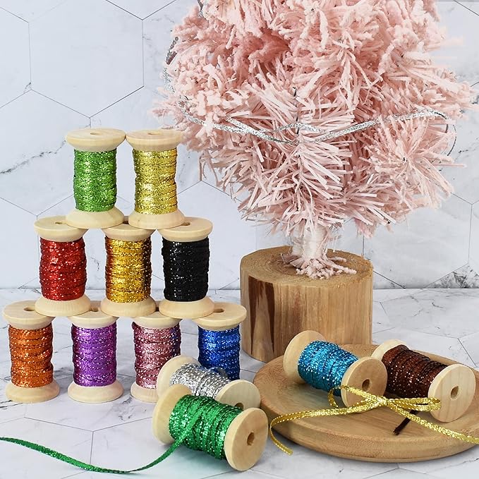 Royal Blue Gold Thin Ribbon 1/8 inch Metallic Braided Double Faced Ribbons Curling Ribbons For Balloon String Crafts Gift Wrapping Party Wedding Christmas Ornaments Decoration 7 Yard x 3 Rolls