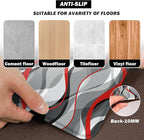 Kitchen Mats for Floor Modern Abstract kitchen rugs Grey and Red Stripe Anti Fatigue Kitchen Mats Waterproof Floor Mats Cushioned Non-Skid Standing Mats for Kitchen, Set of 2,17.3 x 28+17.3 x 47