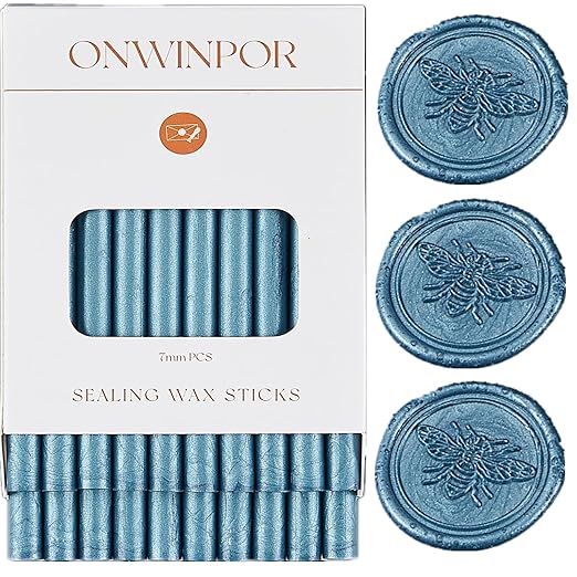 Gray Blue Wax Seal Sticks, ONWINPOR 20pcs Glue Gun Waxs Sealing Sticks for Waxseal Stamp, Wedding Invitations, Mini Waxing Seals Gunsticks Suit to 0.28'' Glue Gun(Gray Blue)