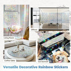 DOWELL Window Privacy Film Rainbow Film, Stained Glass Decorative Sticker, Static Cling Non-Adhesive Glass Clings, Sun Blocking Heat Control Window Coverings for Home Door, 23.6" x 78.7"