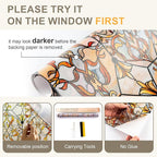 3D Stained Glass Window Privacy Film, Heat Control UV Blocking Static Cling Decorative Window Film for Bathroom,Front Door,Home Non Adhesive 35.4 x 78.7 inches Golden Filigree