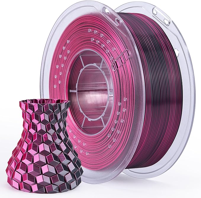 ELEGOO Silk PLA Filament 1.75mm Dual Color Black Red 1KG, Shiny 3D Printer Filament Dimensional Accuracy +/- 0.05mm, 1kg Spool(2.2lbs) Fits for Most FDM 3D Printers