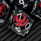 ARUOHHA DND Resin Dice Dragon Eye Dice Liquid Core Red Sharp Edged Dice Set with Gift Box, Polyhedral D and D Dice Set Role Playing Game D20 D12 D10 D8 D6 D4