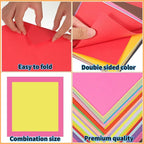 Square Origami Paper, 200 Sheets, 20 Colors Origami Kit for Kids Ages 8-12, Double Sided Colored Paper Folding Paper Origami Paper for Crafts(100 pcs of 6×6in & 100pcs of 8×8in)
