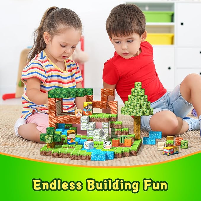 Magnetic Blocks Building Toys for Kids Ages 4-8 5-7 8-12 Year Old, Magnetic Cubes Tiles Montessori Sensory Travel Toddler Boys Girls Toys Games Christmas Birthday Gifts