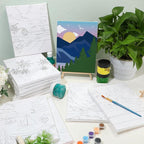 Zhanmai 12 Pack Pre Drawn Canvas for Painting Sip and Paint Kit 8" x 10" Paint Party Set Canvas Painting Pre Printed Canvases for Party Favor DIY Virtual Adult's Date Night(Landscape)