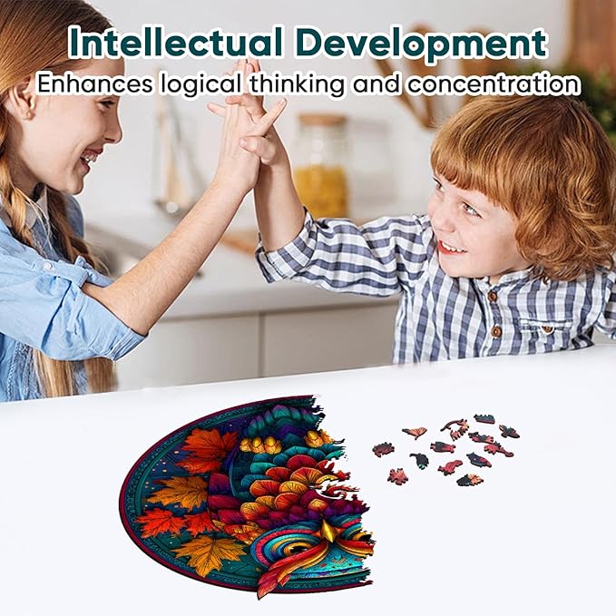 Wooden Puzzles for Adults, Colorful Owl Puzzles 200 Pieces, Unique Shaped Jigsaw Puzzles for Adults and Kids, Birthday Gifts Fun Challenge Family Game 11.2'' x 11.2''