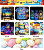 64 PCS Classic & Pastel & Metallic & Glow in the Dark Acrylic Paint Set with 12 Brushes, 2 Knives & Palette, 48 Colors Art Craft Paint for Beginners, Halloween Pumpkin Canvas Ceramic Rock Painting Kit