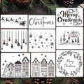 Christmas Stencils for Crafts Reusable Christmas Window Stencil Xmas Village House Holiday Stencils for Painting on Wood Door Mats Fabrics Decor
