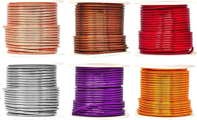 Mandala Crafts 12 Gauge Anodized Aluminum Craft Wire for Jewelry Making - 276 FT Colored Flexible Silver Copper Purple Gold Brown Red Wire - Bendable for Bonsai Armature Crafting Sculpting