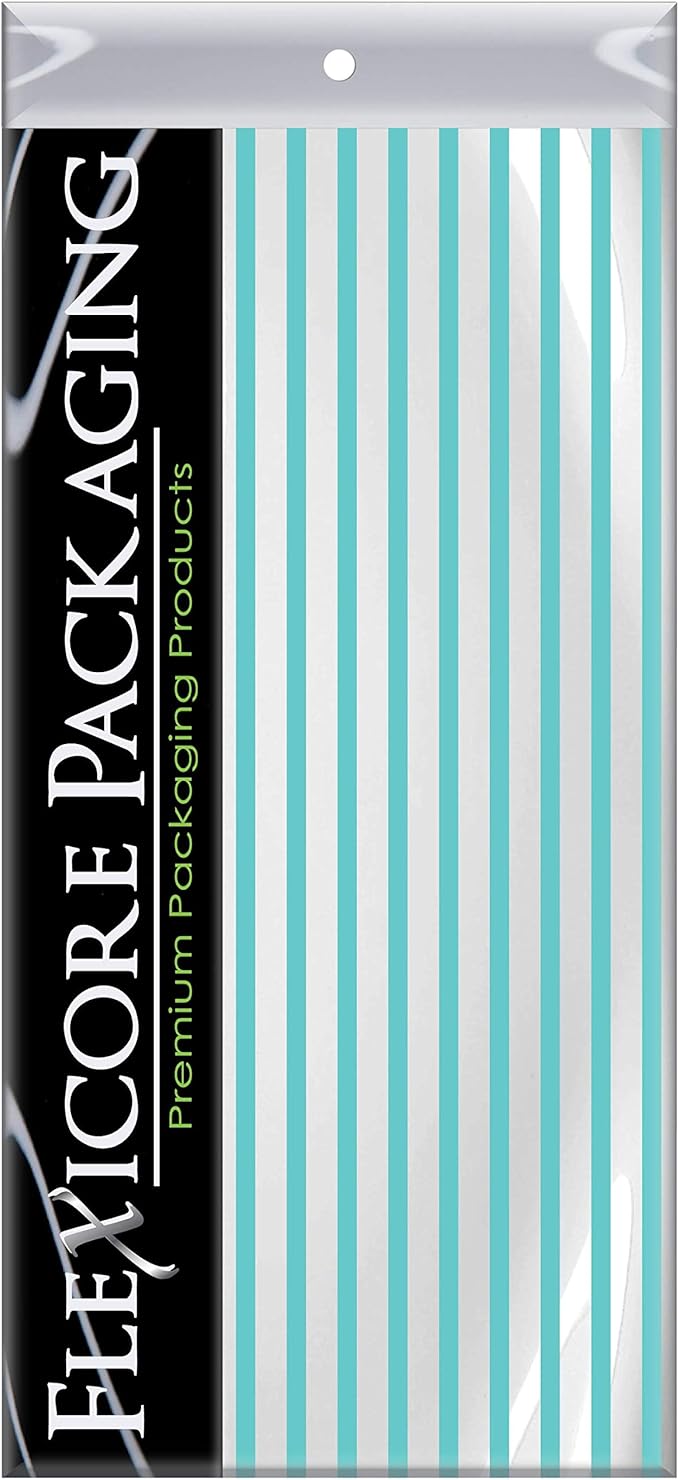 Flexicore Packaging Azure Pin Stripe Print Gift Wrap Tissue Paper Size: 15 Inch X 20 Inch | Count: 100 Sheets | Color: Azure Pin Stripe