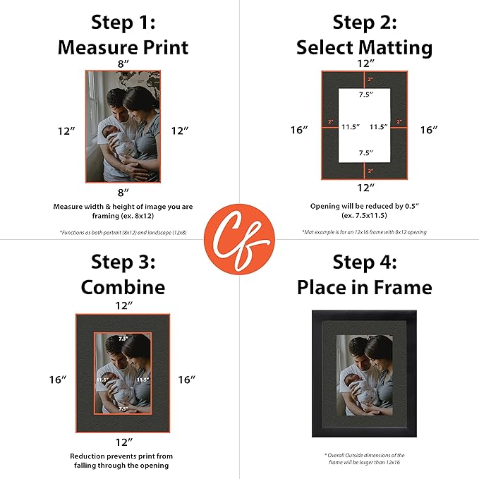 Craig Frames B572 Pre-Cut Mat Board for 11x17 Print, 16x22, Pebble Black