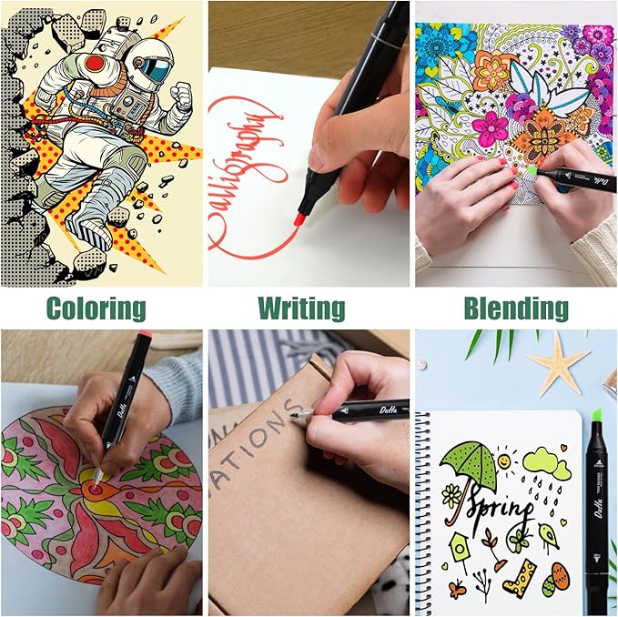 100 Colors Alcohol Markers Set, Dual Tips Blender Art Markers for Drawing Sketching Coloring Artist Pens and Underlining, Professional Permanent Sketch Marker for Kids Adult Coloring