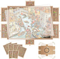 1500 Pieces Rotating Puzzle Board with 6 Drawers,34.25"x25.2" Portable Wooden Jigsaw Puzzle Table with Lazy Susan Spinning Cover