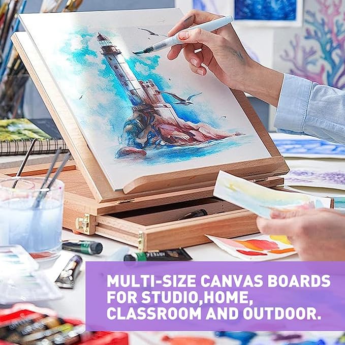 ESRICH 24Pack Canvas for Painting, 6pcs Each of 4x4, 6x6, 8x8, 10x10 Canvas Boards for Painting, Art Supplies of Blank Canvas for Adults&Kids, Pre-Primed Painting Canvas for Acrylic, Oil & Watercolor