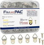 200 Pack Picture Hangers with Screws, Small Triangle Ring, D Rings for Clock, Decoration, Mirror, Paintings, Artwork Picture Frame