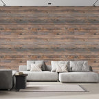 wall26 Horizontal Brown Vintage and Retro Wood Textured Paneling, Wall Mural, Removable Wallpaper, Home Decor - 132x144 inches
