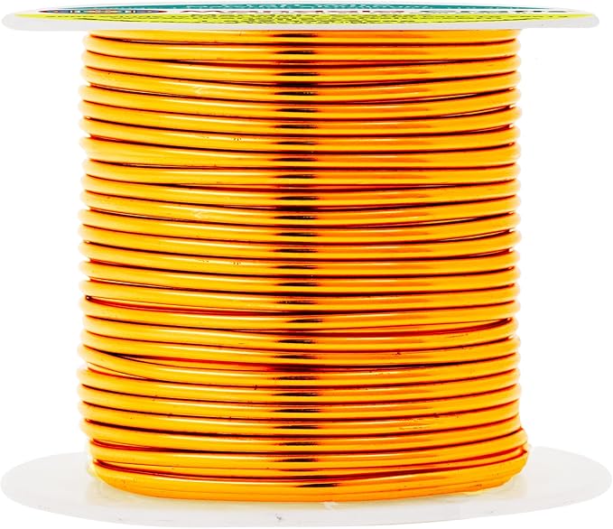 Mandala Crafts 14 Gauge Anodized Aluminum Craft Wire for Jewelry Making - 60 FT Colored Flexible Gold Tone Wire - Bendable for Bonsai Armature Crafting Sculpting