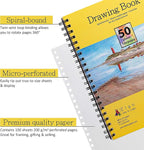Elan A4 Drawing Book, 50 Sheets Italian Paper 90 lb/200 GSM, Acid-Free Sketch Book 11.7x8.3 Inch, White Drawing Paper Pad, A4 Sketchbook Spiral Bound