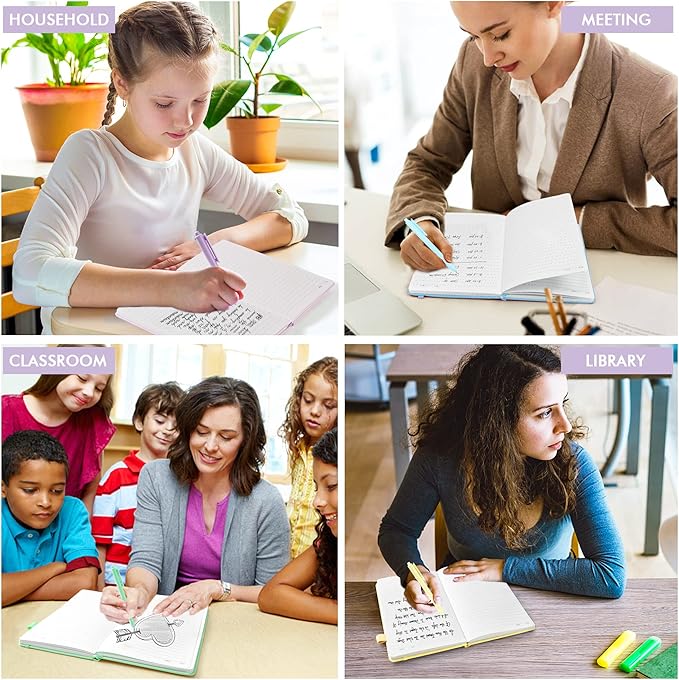 feela 5 Pack Notebooks Journals Bulk, Hardcover Classic Ruled Lined Journals with Pen Holder for Women Girls School Business Supplies, with 5 Black Pens, 120 GSM, 5.1”x8.3”, A5, Pastel Colors