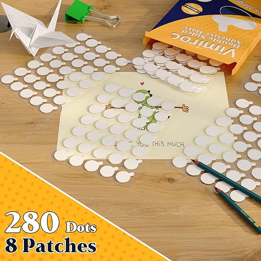 Double Sided Adhesive Dots– 280pcs Easy to Peel Sticky Dot,Clear Removable Mounting Putty Removable for Crafts, Posters, Balloons, and DIY Projects