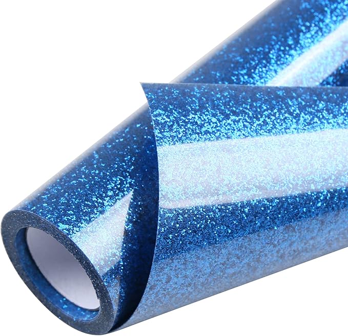 TORC Royal Blue Glitter HTV Heat Transfer Vinyl Roll 12 inch x 5 ft Iron on Vinyl for T Shirts Crafts