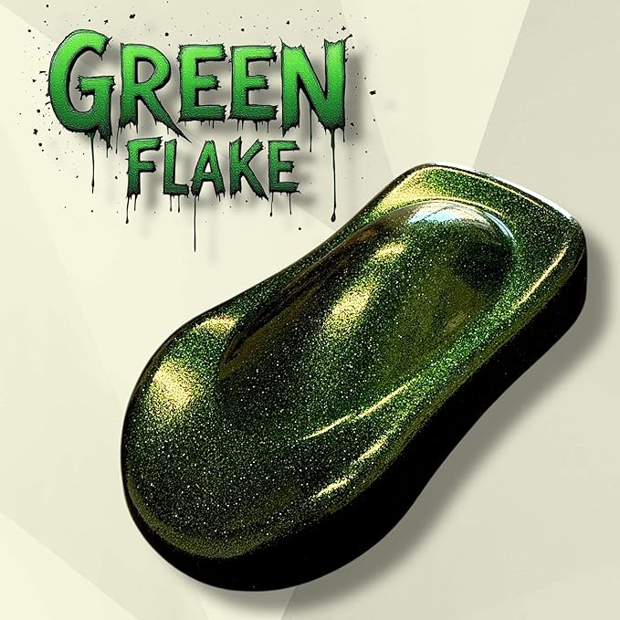 LiME LiNE Sprayable Metal Flake Paint Additive: Solvent Resistant Glitter for Automotive Custom Painting (Green)