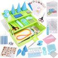 JoyPlus Quilling Kits for Beginners with Manual, 24 Tools & Supplies with Durable Storage Box, Updated Paper Crimper Tool, Premium Husking Board & Electronic Pen Green