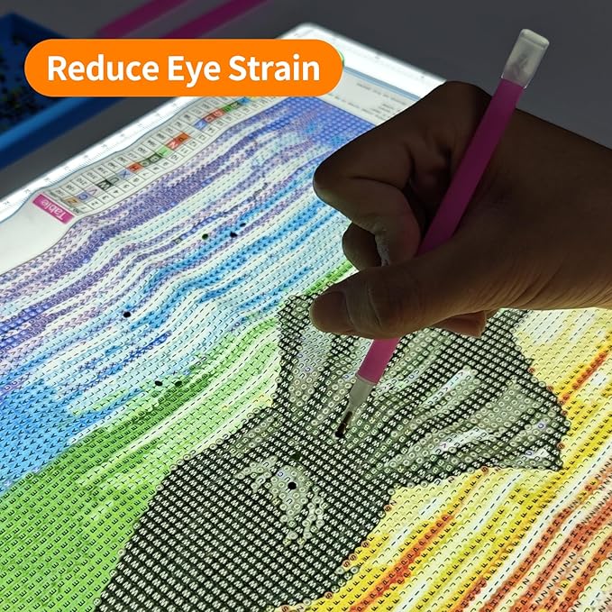 TOHETO A4 Light Board with Bag for Diamond Painting, Super Bright Magnetic Light Pad with Side Buttons, Lightbox for Tracing and Drawing, Corded Light Table for Sketching, Weeding Vinyl (White)
