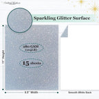 Cardstock Warehouse Diamond Print Inkjet Glitter-Premium Silver Glitter Cardstock Paper – 15 Sheets, 8.5 x 11" - 104 lb/280 GSM for Inkjet Printing, Die-Cutting, Card Making, Crafts, and DIY Projects