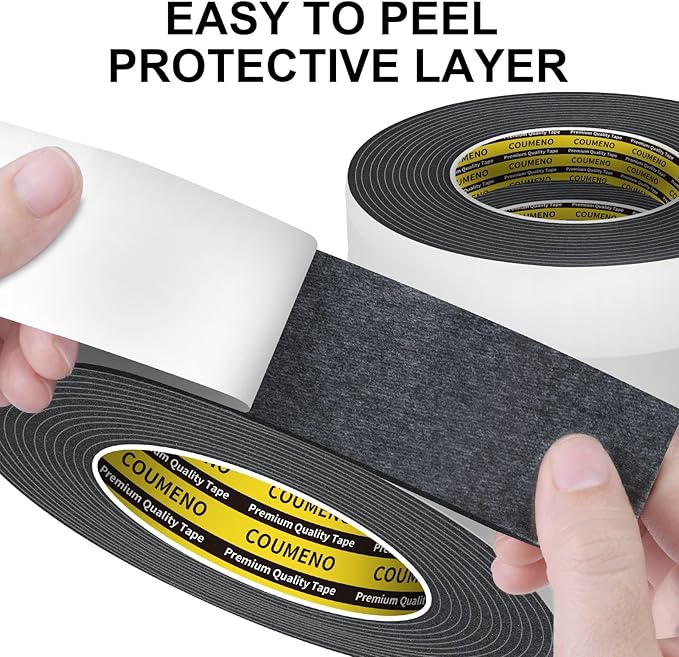 EVA Single-Sided Adhesive Black Foam Tape, 1.18inx16.4FT Single-Sided Sealing Strip Foam Pad Sponge Tape Window Weatherproof, Self-Adhesive Insulation Sealing Tape (Black)