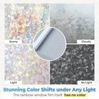 DOWELL Window Privacy Film Rainbow Film, Stained Glass Decorative Sticker, Static Cling Non-Adhesive Glass Clings, Sun Blocking Heat Control Window Coverings for Home Door, 23.6" x 78.7"