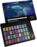 Shimmer Watercolor Paint Set, 12 Colors Glitter Metallic Watercolour Painting Sets, Solid Pearl Water Color Paints for Artists, Amateur Hobbyists and Painting (36 Colors)