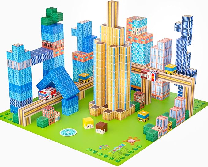 Magnetic Blocks, Modern City Edtion, Magnetic Building Cubes Boys & Girls Toys Age 3-5 4-8 5-7 Sensory Gift for Kids，Magnets Cubes，Upgraded STEM Gift, 1.2 Inches,
