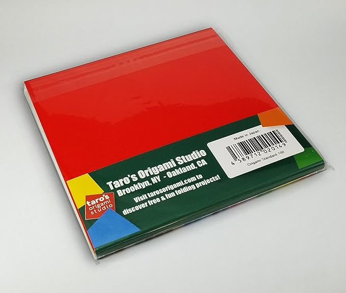 [Taro's Origami Studio] Standard 6 Inch One Sided 23 Colors 100 Sheets Square Easy Fold Premium Japanese Paper for Beginner (Gold and Silver Included)