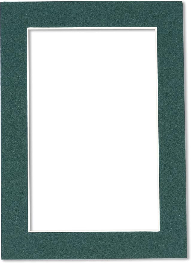 8x10 Mat Bevel Cut for 6x8 Photos - Acid Free Forest Green Precut Matboard With Backing Board and Crystal Clear, Self Seal Photo Mat Bag - For Pictures, Photos, Framing - 4-ply Thickness