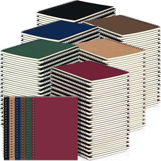 Spiral Notebook Bulk A5 College Ruled Journals Notebooks Lined 8.3 x 5.5 Inch Note Books Writing Thick Paper Notebook for Christmas Office Business School Gifts Supplies(Classic Colors, 72 Pcs)