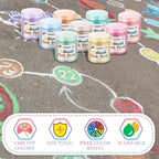 Faccito 36 Pcs Sidewalk Chalk Paint Kit Non Toxic Paint Washable Powdered Chalks Mix in Water 9 Vibrant Colors with Paintbrush for Creative Sidewalk and Chalkboard Fun
